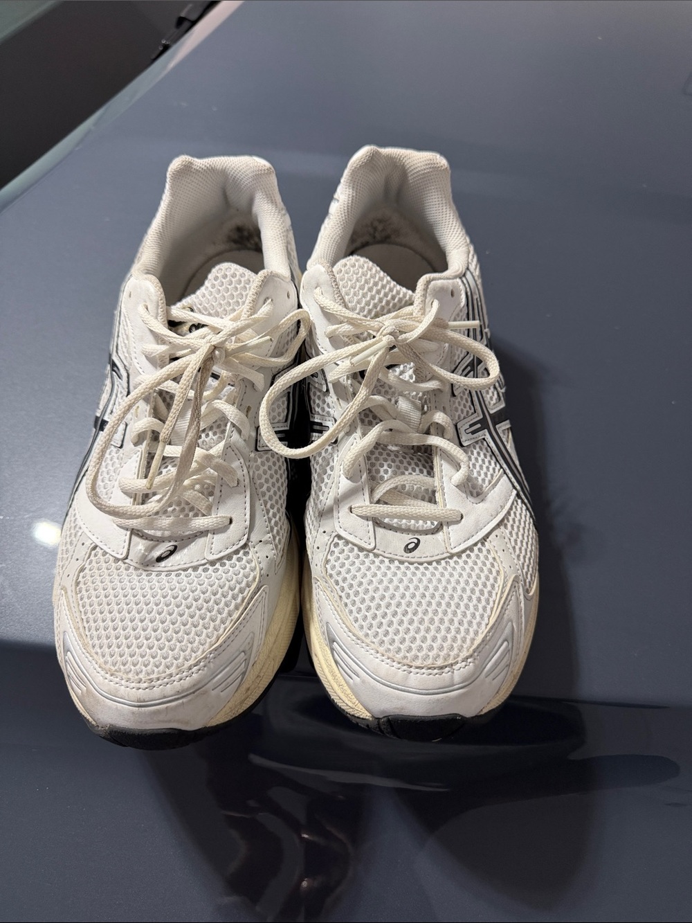Asics White and Black Mesh Running Shoes